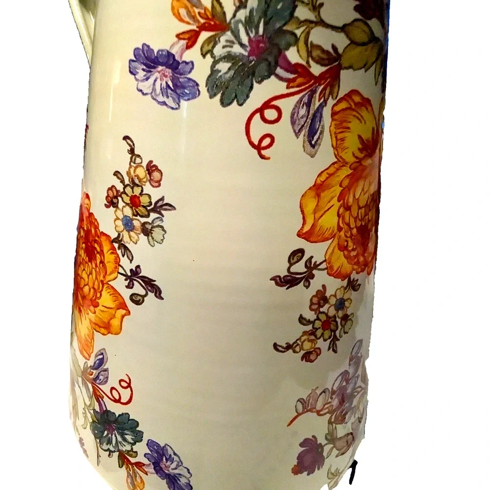 MacKenzie-Childs White Flower Market Medium 7 Cup Practical Pitcher 89396-95